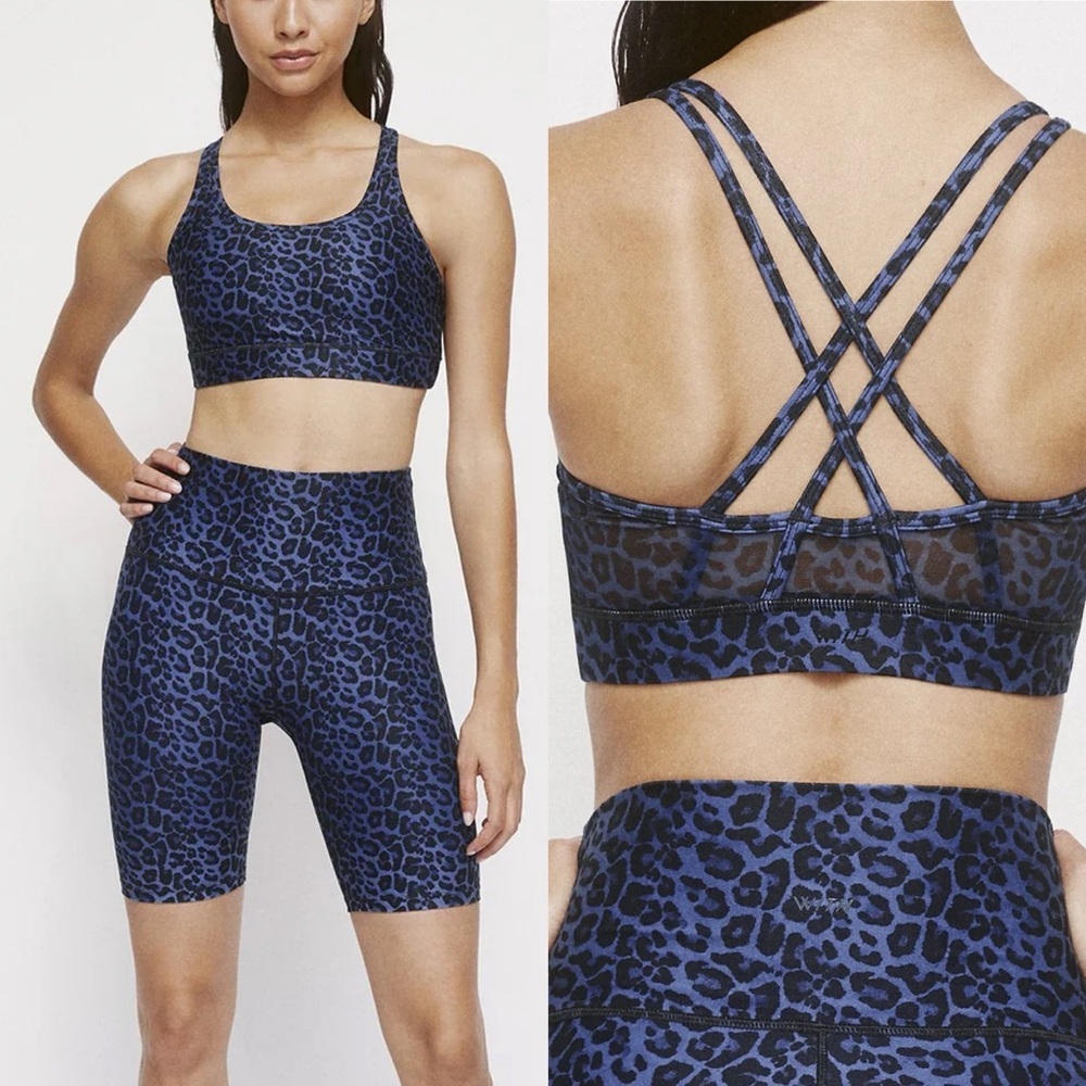 Blue Leopard Strappy Low-Impact Sports Bra